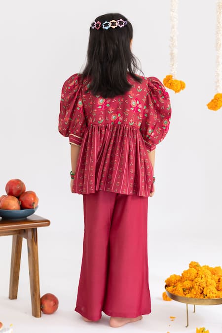 MR Brat Red Stripes Printed Muslin Top & Palazzo Set 