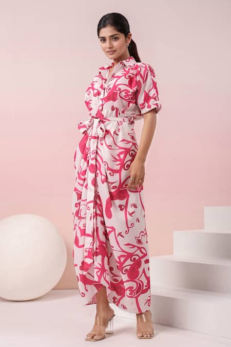 Naintara Bajaj Printed Shirt Maxi Dress 