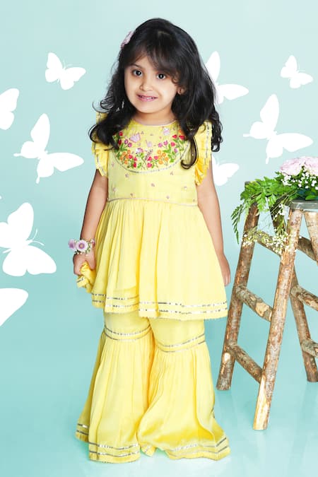 Toddle Kidswear Butterfly Garden Embroidered Sharara Set 