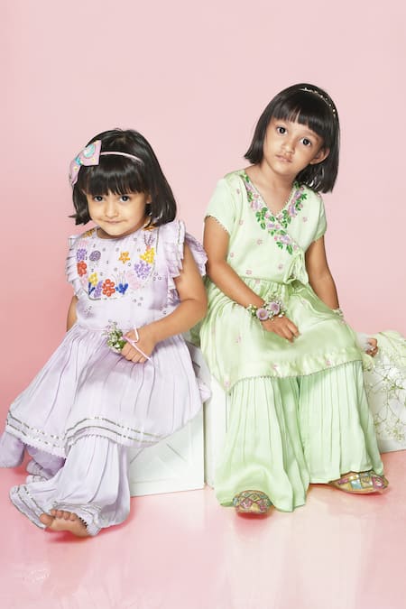 Toddle Kidswear Butterfly Bloom Embroidered Sharara Set 