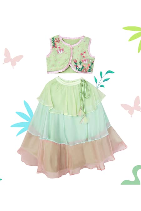 Toddle Kidswear Butterfly Garden Layered Skirt Set 