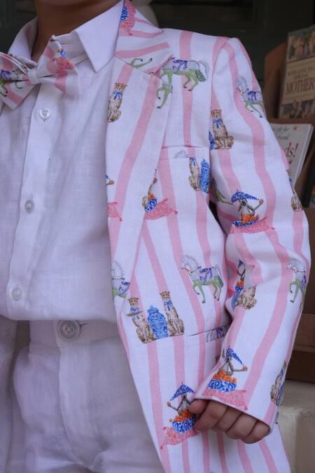 Funny Bones Clothings_Pink Linen Sultans Blazer Set _Online_at_Aza_Fashions