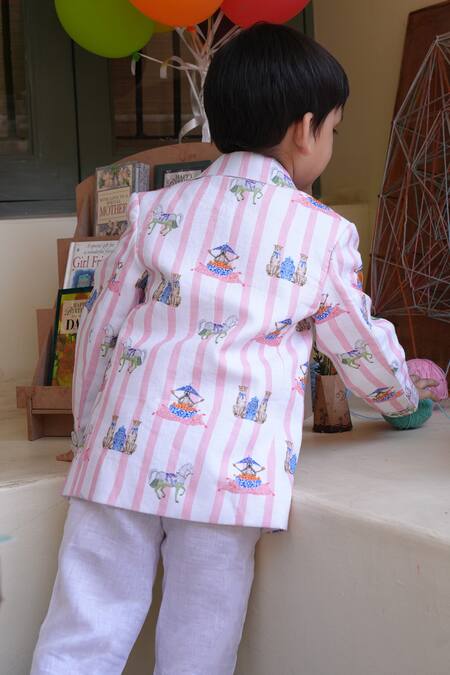 Shop_Funny Bones Clothings_Pink Linen Sultans Blazer Set _Online_at_Aza_Fashions