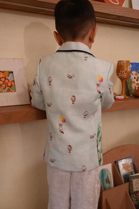 Funny Bones Clothings Nature Flights Pure Linen Blazer Set 