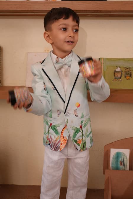 Funny Bones Clothings Nature Flights Pure Linen Blazer Set 