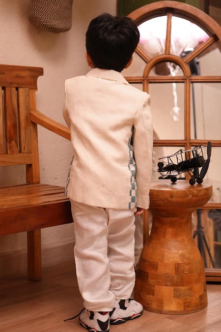 Funny Bones Clothings Mint Merge Pure Linen Intersect Blazer Set 