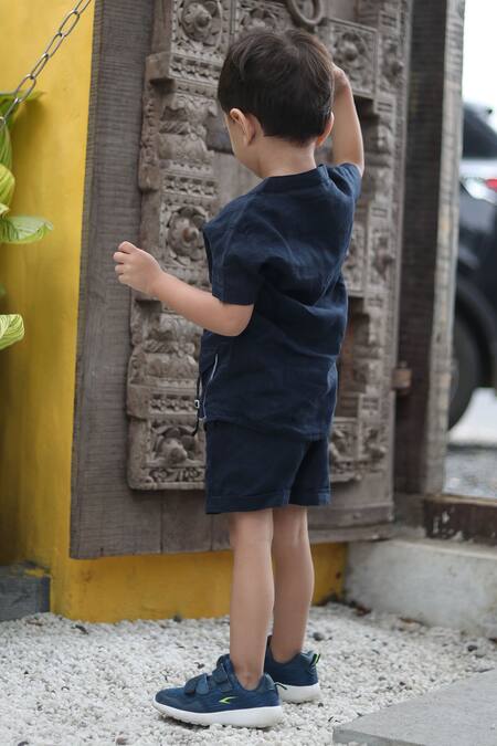 Funny Bones Clothings Embroidered Shirt & Shorts Set 