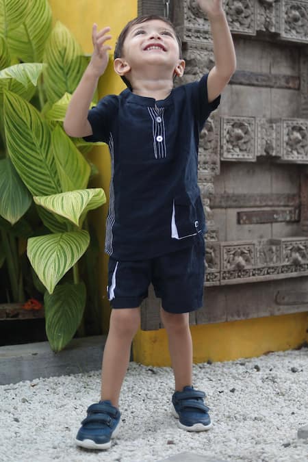 Funny Bones Clothings Embroidered Shirt & Shorts Set 