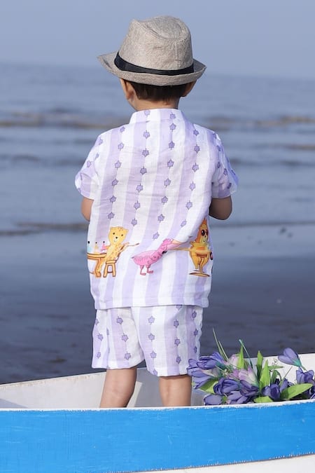 Funny Bones Clothings Party Animals Print Shirt & Shorts Set 