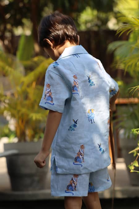 Funny Bones Clothings The Royal Toika Print Shirt & Shorts Set 