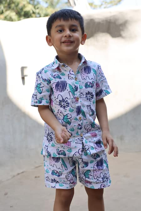 Funny Bones Clothings The Funny Fables Print Shorts Set 