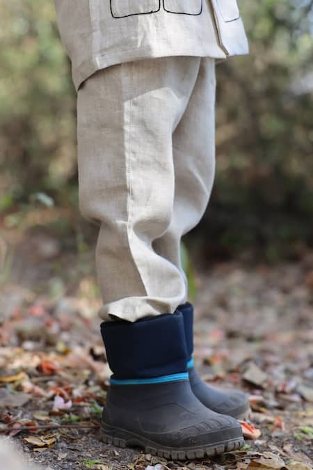 Shop_Funny Bones Clothings_Beige Linen Embroidery The Imperial Stars Shirt With Trouser _Online_at_Aza_Fashions