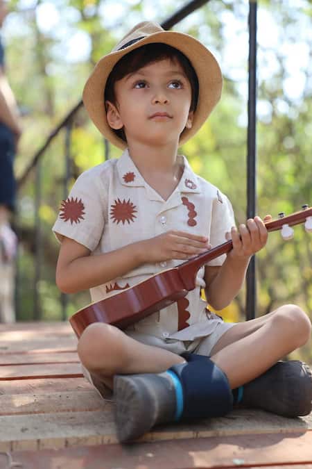 Funny Bones Clothings The Timeless Leather Artistry Shirt & Shorts Set 