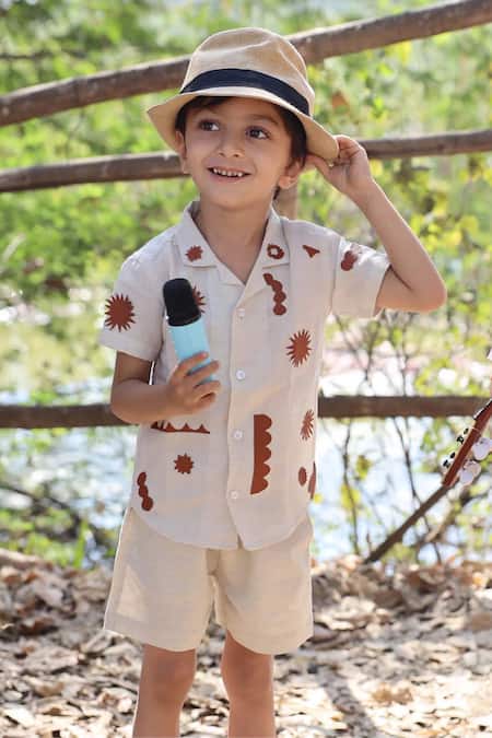 Funny Bones Clothings The Timeless Leather Artistry Shirt & Shorts Set 