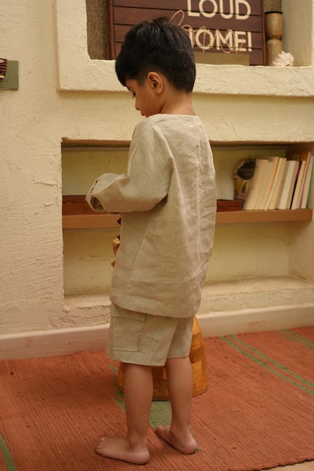 Funny Bones Clothings Pure Ease Pure Linen Shirt With Shorts 