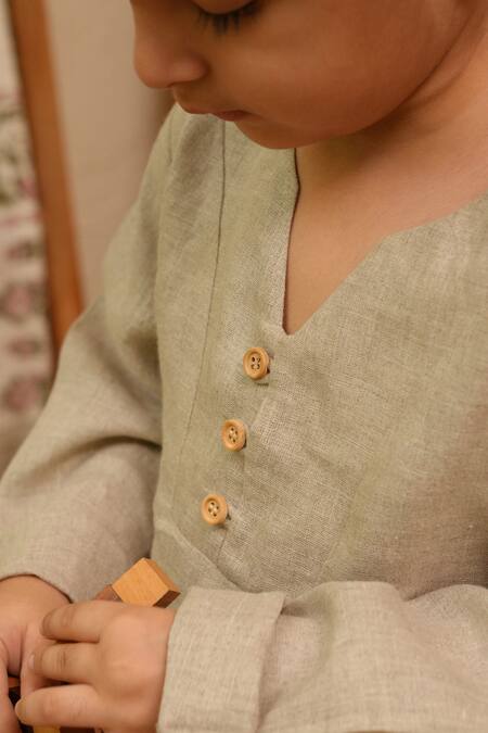 Buy_Funny Bones Clothings_Beige Linen Ease Shirt With Shorts _Online_at_Aza_Fashions