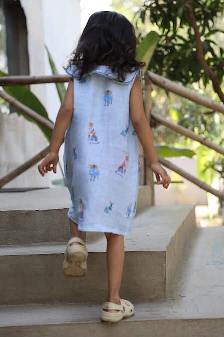 Funny Bones Clothings The Royal Toika Print Pure Linen Dress 