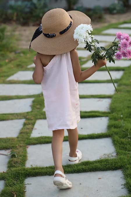 Funny Bones Clothings Little Bloom Embroidered Pure Linen Dress 