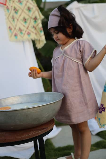 Funny Bones Clothings Lavender Blush Pure Linen Dress 