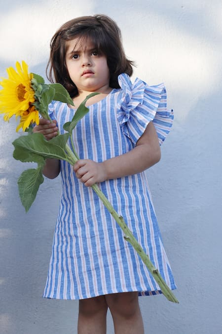 Funny Bones Clothings Serene Stripes Pure Linen Dress 