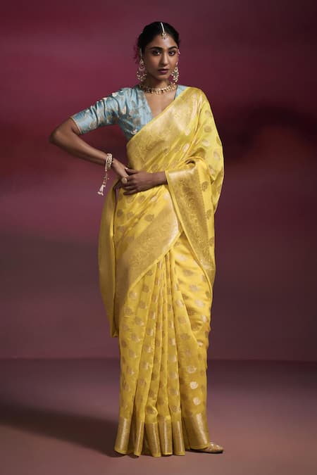 Dressfolk Sunshine Silk Woven Saree with Running Blouse 