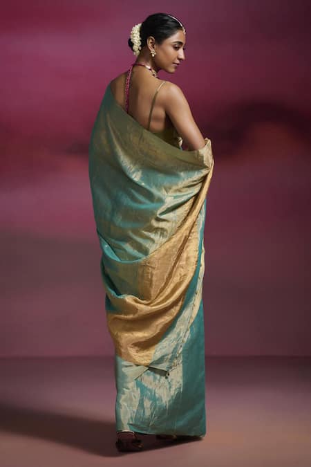 Dressfolk Bindu Handloom Tissue Saree with Running Blouse 