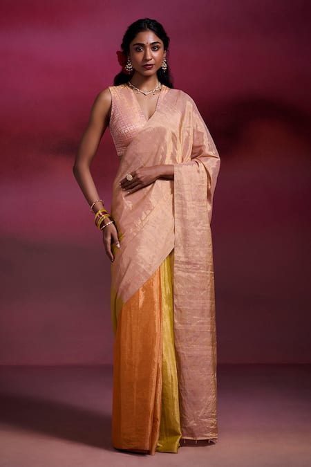 Dressfolk Sahibjaan Handloom Tissue Saree with Running Blouse 