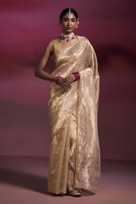 Dressfolk Nandini Handloom Tissue Saree with Running Blouse 