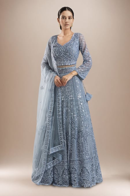Azeera Silver Net Lehenga Set 