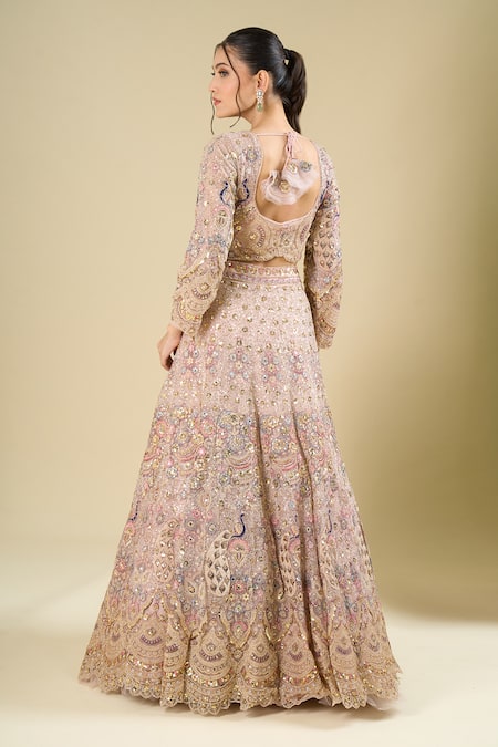 Azeera Peach Net Lehenga Set 