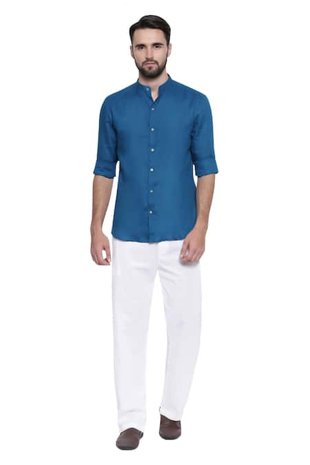 Mayank Modi - Men Linen Slim Fit Shirt 
