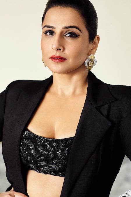 Buy_Ashutosh Joshi_Black Silk, Net, Bemberg, Crepe Beads, Embroidery, Placement Jacket And Skirt Set 