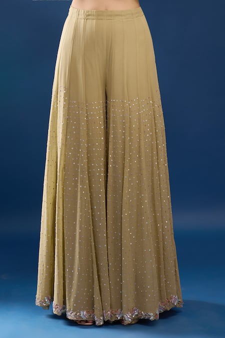 Shop Azeera Green Net, Georgette Embroidery, Sequins, Beads Boat Pista Kurta Sharara Set Online at Aza Fashions Shop_Azeera_Green Net, Georgette Embroidery, Sequins, Beads Boat Pista Kurta Sharara Set _Online_at_Aza_Fashions