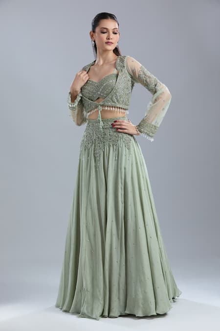 Samyukta Singhania Embroidered Jacket Skirt Set 