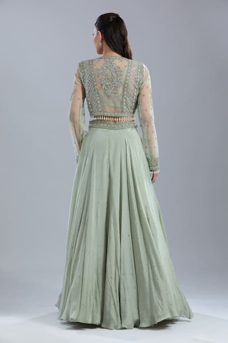 Samyukta Singhania Embroidered Jacket Skirt Set 