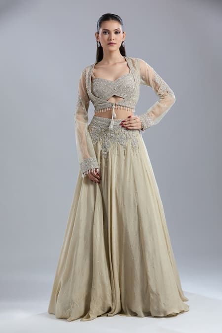 Samyukta Singhania Embroidered Jacket Skirt Set 