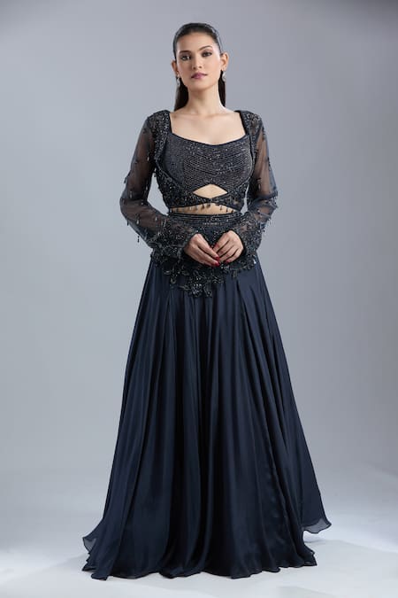 Samyukta Singhania Embroidered Jacket Skirt Set 