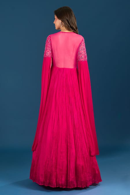 Samyukta Singhania Fuschia Pink Embroidered Anarkali 