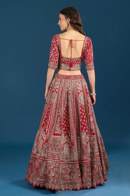 Samyukta Singhania Red Embroidered Bridal Lehenga Set 