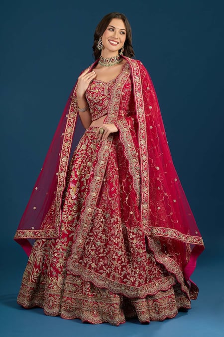 Samyukta Singhania Pink Embroidered Bridal Lehenga Set 