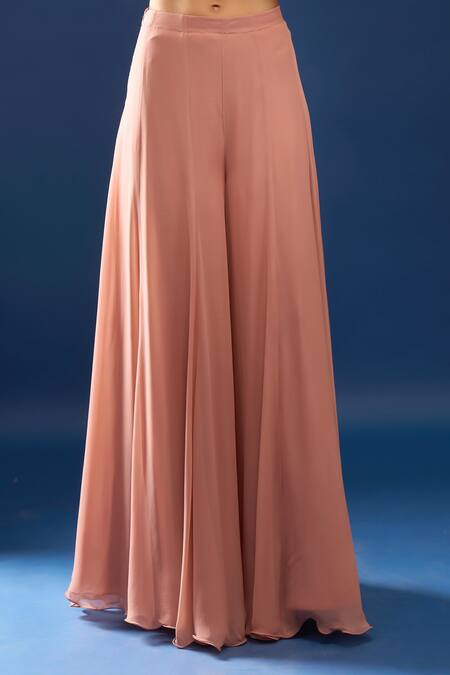 Azeera Peach Net Embroidery, Zari Round Neck Kurta Sharara Set Online at Aza Fashions Azeera_Peach Net Embroidery, Zari Round Neck Kurta Sharara Set _Online_at_Aza_Fashions