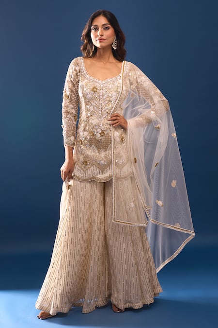 Azeera Embroidered Kurta Sharara Set 