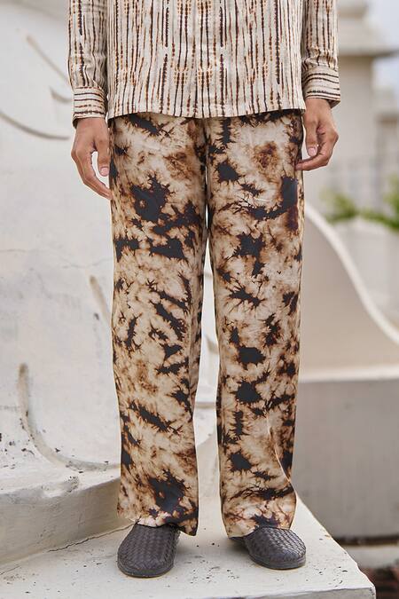 Buy Dash And Dot Brown Viscose Tie-dye Straight-fit Trouser Buy_Dash And Dot_Brown Viscose Tie-dye Straight-fit Trouser
