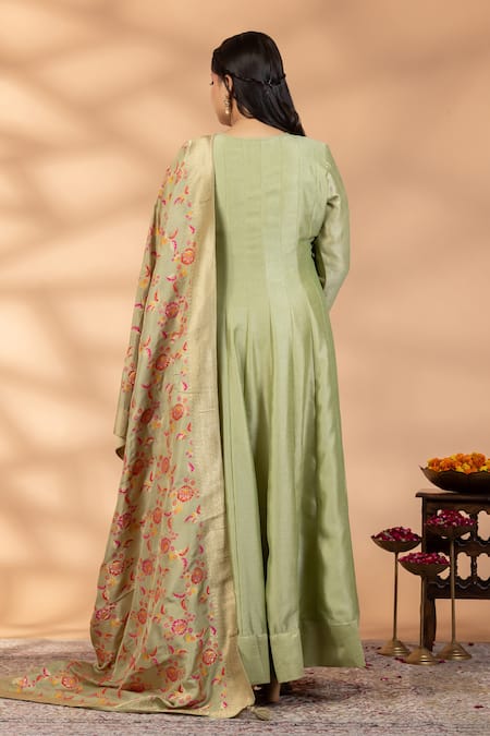 Mamicha Emerald Grace Embroidered Anarkali With Dupatta 