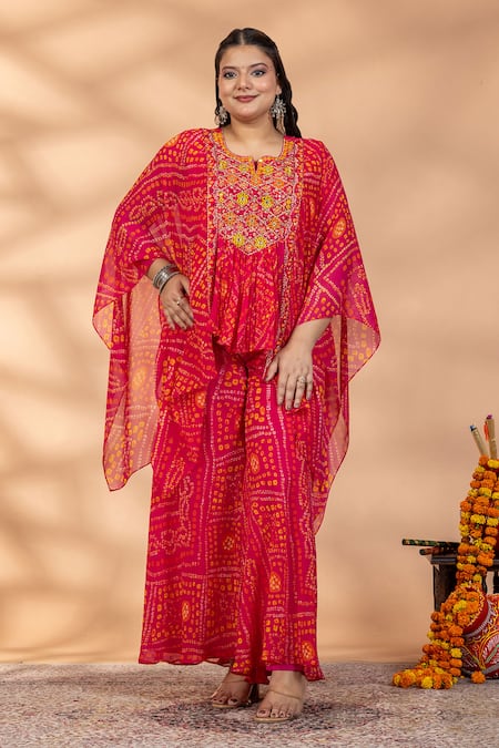 Mamicha Bandhani Print Kaftan & Pant Set 