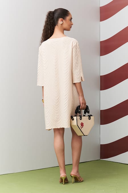 Pleats By Aruni Ivory Avanya Pleated Dress 