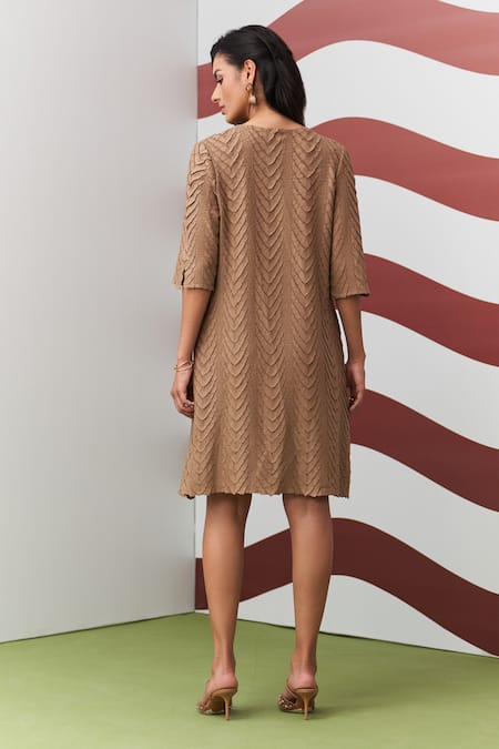 Pleats By Aruni Beige Avanya Dress 