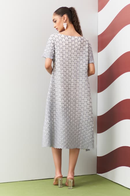 Pleats By Aruni Grey Shinori 3D Pleated Dress 