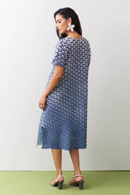 Pleats By Aruni Blue Shinori A-Line Dress 