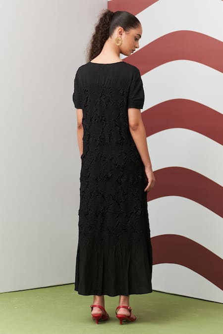 Pleats By Aruni Black Napori Textured Dress 